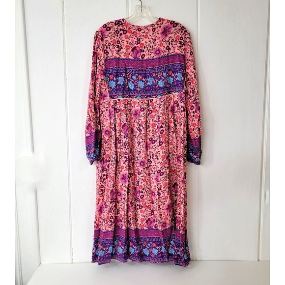 R. Vivimos Pink and Purple Boho Rayon Dress - Picture 5 of 6